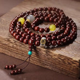 Buddha-Stein-Gebetsperlenarmband mit 108 Perlen aus Rosenholz